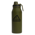 adidas Stainless Steel Metal Water Bottle 34 oz (1L) Screw Cap - color: Focus Olive Green/Black