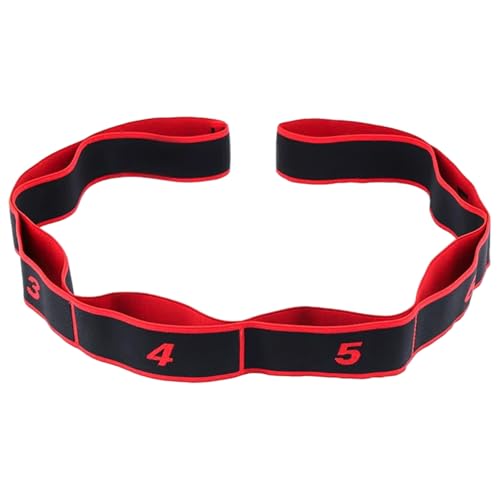 Stretching Straps 90cm Long Numbered Resistance Band with 8 Loops - Exercise Bands Adjustable Tension for Yoga, Pilates, Dance & Strength Training (Yellow) - color: Red
