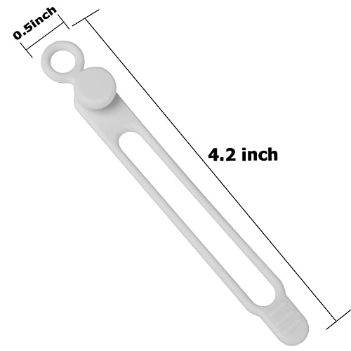 16Pcs Silicone Cable Ties Cord Organizer for Bundling Earphone, Phone Charger, Computer Cords, Reusable Wire Cable Management in Home,Office,Kitchen,School,Travel (White) - color: White, size: 4.2 Inch