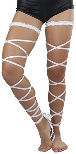 ToBeInStyle Women's Leg Wraps Ravewear Dancewear Elastic Straps Party Garter Music Festivals Costume Accessory Thigh High - color: Garter Wrap - White, size: One Size