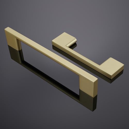 10 Pack 5 Inch(128mm) Cabinet Pulls Brushed Gold Kitchen Cabinet Handles Zinc Alloy Drawer Pulls Solid Cabinet Hardware - color: Brushed Gold, size: 5'' Hole Center(128mm)