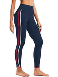 Aoysky Womens Buttery Soft Workout Leggings 25" Side Stripes High Waisted Full Length Yoga Leggings - color: Dark Blue, size: XX-Large