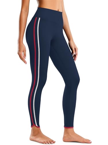 Aoysky Womens Buttery Soft Workout Leggings 25" Side Stripes High Waisted Full Length Yoga Leggings - color: Dark Blue, size: X-Large
