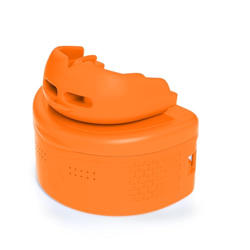 Mouth Guard Sports Youth Adult,Mouth Guard for Braces Soft,No Boiling - color: Dark Orange/Strapped