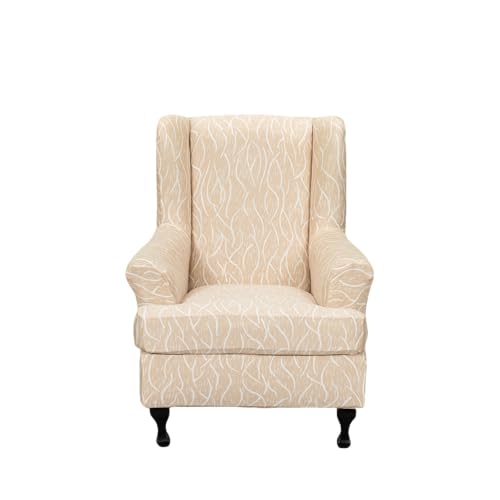 NILUOH Wingback Chair Slipcover 2 Pieces, Stretch Spandex Wingback Chair Covers Washable Slipcover for Wingback Armchairs Non-Slip Furniture Protector with Elastic Bottom for Living Room - color: 7