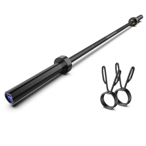 7ft-Olympic Barbell Bar, 2" Standard Straight Bars for 45 lb Weight Lifting | Bar for Bench Press/Powerlifting/Squats/Deadlift/Hip Thrusts/Lunges/Biceps- Home Gym Weight Bar- 2 Collars(1000lb Capacity) - color: Black
