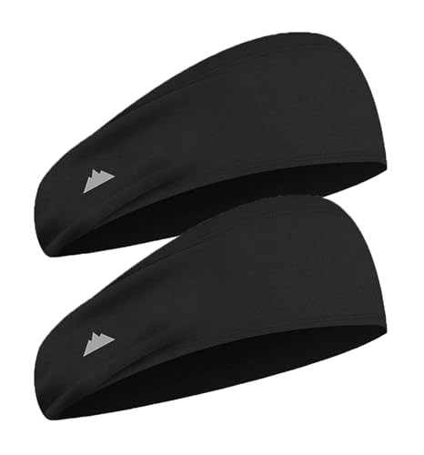 Tough Headwear Mens Headband | Sweat Headbands for Men Women Working Out Running Sports – Athletic Sweat Band Exercise - color: (2 pack) Black