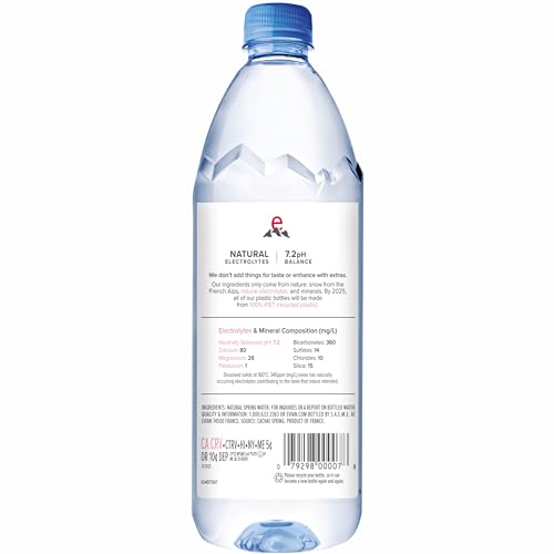 Evian Natural Spring Water, 1 L bottle, 12 pack - size: 33.8 Fl Oz (Pack of 12)