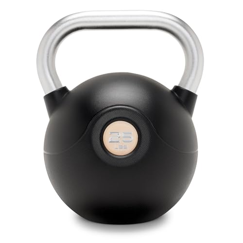 Marcy Commercial Grade PU Coated Kettlebell – 10 to 40 LB Single Weights with Textured Steel Handle, Flat Base – Strength Training for Full Body & Home Gym Workouts - color: 25 LB - Orange