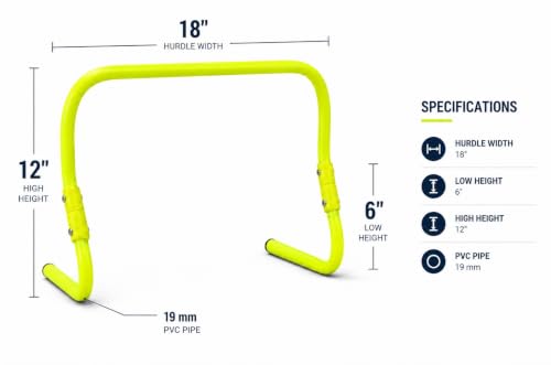 GSi Dual Height Agility Hurdle Pack of 6 – Adjustable 6" & 12" Training Hurdles for Sports, Fitness, and Agility Drills – Durable PVC Yellow Speed Hurdles for Soccer, Track, and Football Training