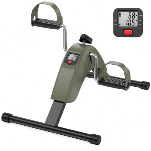 Under Desk Bike Pedal Exerciser for Leg & Arm | Foldable Mini Exercise Bike with LCD Display for Home & Office - color: GREEN