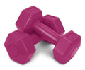 RBX Vinyl Coated Hand Weight Dumbbell Set - Hex Shaped, Roll Free for Body Building/Sculpting/Strength Training Exercise, (Set of 2) - color: Raspberry, size: 2lb