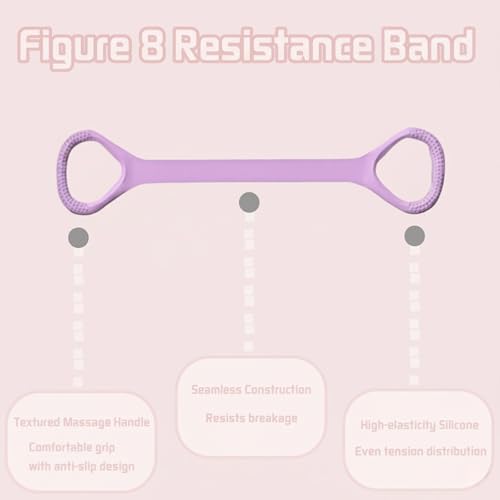 Figure 8 Fitness Resistance Band, Exercise Resistance Bands for Women, Resistance Bands with Handles for Arms, Back, Shoulders, Legs and HIPS Working Out - color: Purple