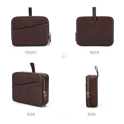 CONTACTS Full Grain Leather Watch Straps Case 6 Slot Watches Bands Travel Box with Handle Portable Watches Band Storage Organizer Bag - size: 6 Slot