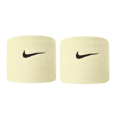NIKE Premier Swoosh Singlewide Wristbands -Soft, Moisture-Wicking (1 Pair, 2.5" Wide) - color: Alabaster