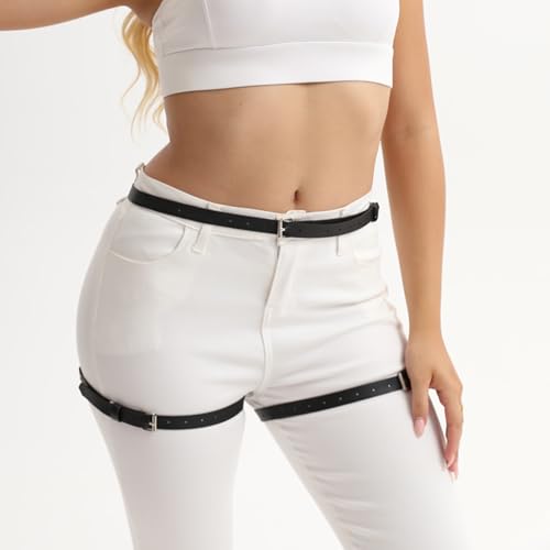 Women's garter belt Leather Thigh harness Punk Leg Belts lingerie Bar Carnival Party Cosplay outfits Accessories - color: Black1