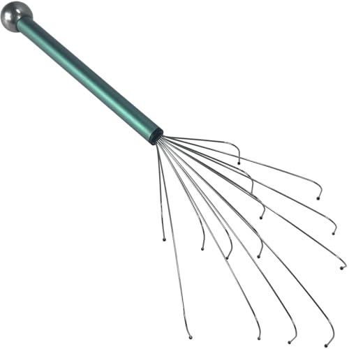 stargo Massage Master Metal Back Scratcher Extendable for Men, Women, Elderly - Wide Wire Claw Scratching Head Body Massager - Hand Back Scratch for Adults, Dogs - Massage Stick Gift - color: Metallic Turquoise