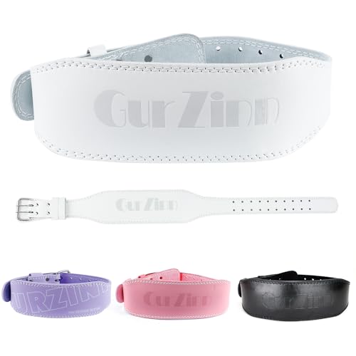 9mm Leather Fitness Weight Lifting Belt for Women&Men with 4 Inches Padded Lumbar Support for Power Lifting Workout & Squats Exercise - color: White, size: Extra Small