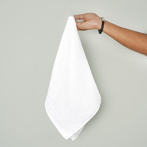 Tens Towels Pack of 6 Hand Towels, 100% Cotton, Lighter Weight, Quick to Dry, 16 x 28 Inches, Super Soft & Absorbent, Perfect for Bathroom & Kitchen, White - color: White
