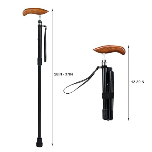 Collapsible Carbon Fiber Cane Walking Stick for Seniors Men Women | Compact Fold-Down Design with Anti-Slip Tip for Uneven Terrain,Mobility Aid for Balance and Stability