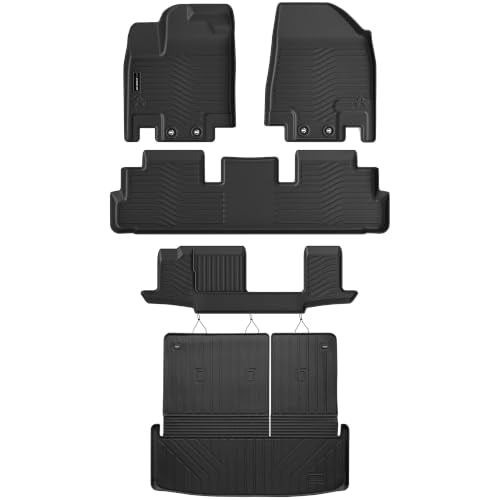 Auxko All Weather Floor Mats Cargo Mat Back Seat Mat Fit for Nissan Pathfinder 7&8 Seat 2026 2025-2022 TPE Floor Liner Trunk Mat Pathfinder Accessories All Season Odorless Anti-Slip Black - size: 1) pathfinder 8p|2022-2026|all set