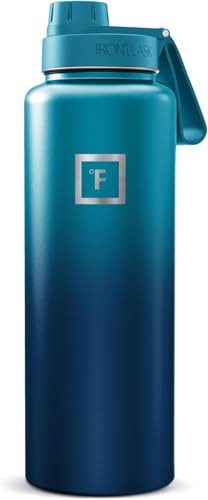 IRON °FLASK 40 oz Wide Mouth Water Bottle with Spout | Insulated Stainless Steel Sports Water Bottle with Leakproof Spout Lid - BPA Free, Cold 24 Hrs, Sweat Free (Dark Night) - color: Dark Night, style: Spout - 40 Oz (1 Lid)
