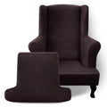 ANARACHON Leather Look Wingback Chair Covers, 2-Piece Wing Chair slipcover,Stretch Wing Back Armchair Slipcovers with Elastic Bottom, Soft Spandex Furniture Protector for Living Room (01 Chocolate) - color: 01 Chocolate
