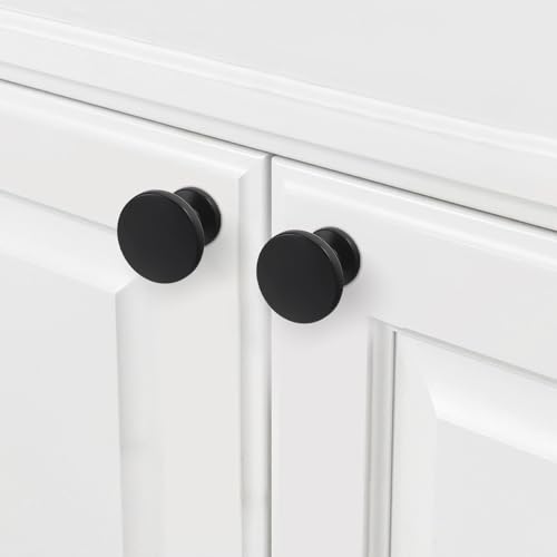 10 Pack Matte Black Kitchen Cabinet Hardware - Zinc Alloy Drawer Knobs and Handles - color: Matte Black, size: 1-1/4" Diameter（32mm）