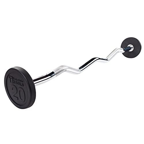 Body-Solid Rubber Coated Fixed Weights Curl Barbells - Weighted Bar for Weightlifting Exercise, Bodybuilding, Strength Training, Squat Rack & Bench Press - style: 20lbs.