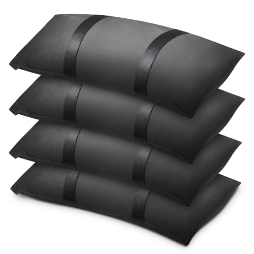 200 LBS Umbrella Base Weights Sandbags, 4 Packs Sand Bags for Weight, Weatherproof Fillable Heavy Duty Weight Sandbag for Outdoor Furniture Backyard Umbrella Garden Trampoline Poolside Accessories - color: Black