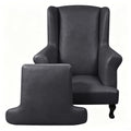 ANARACHON Leather Look Wingback Chair Covers, 2-Piece Wing Chair slipcover,Stretch Wing Back Armchair Slipcovers with Elastic Bottom, Soft Spandex Furniture Protector for Living Room (01 Dark Grey) - color: Dark Grey #1