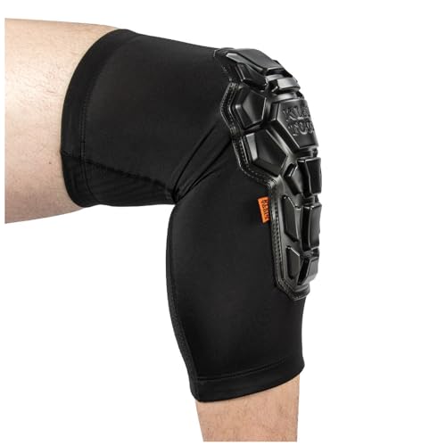 Klein Tools 60511 Knee Pad, Heavy Duty Padded Knee Sleeves, Breathable Mesh Back, Elastic Cuff with Slip-Resistant Silicone, Black, M/L - size: M/L
