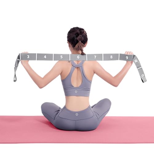 2-Pack Yoga Straps with 11 Loops - Adjustable Elastic Stretching Bands for Pilates, Dance, Ballet Gymnastics & Physical Therapy, Multifunctional Flexibility Exercise Equipment - color: Pink+Gray