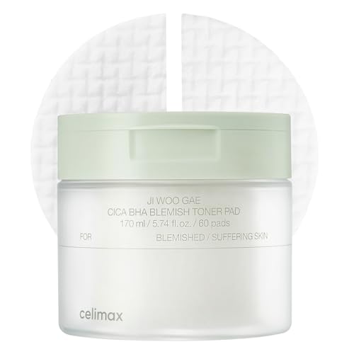 celimax Ji.Woo.Gae CICA BHA Blemish Toner Pad | BHA PHA LHA Complex, Centella Asiatica Extract, Hydrating, Moisturizing, Soothing, Reparing, (60 Pads) - color: Cica Toner Pad