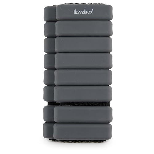Wellrox Weighted Bangles – Adjustable Ankle and Wrist Weights for Women & Men – Set of Ankle Weights 2 lbs (1 lb Each Wrist Weight) | Weighted Arm Bands for Pilates, Yoga, Running & Walking - color: Grey