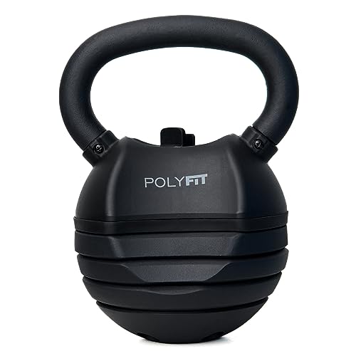 Polyfit Adjustable Kettlebell Set - 5-in-1 Weights for Home Gym - color: BLACK - 50 LB