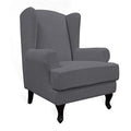 Easy-Going Stretch Wingback Chair Sofa Slipcover 2-Piece Sofa Cover Furniture Protector Couch Soft with Elastic Bottom, Spandex Jacquard Fabric Small Checks Gray - color: Grey