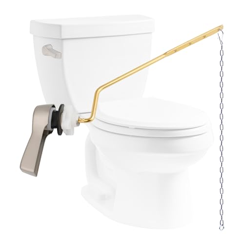 Hibbent Universal Metal Side Mount Toilet Handle Replacement Kit, Brass Toilet Flush Tank Lever with Stainless Steel Flapper Chains for Most Toilets, Brushed Nickel - color: Brushed Nickel, style: Side Mount