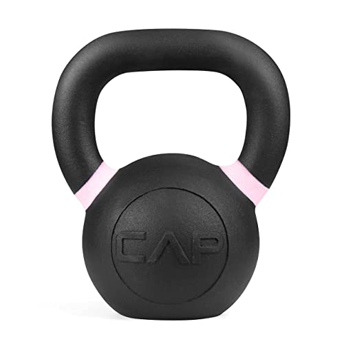 WF Athletic Supply Powder Coated Kettlebells, Black Matte Kettlebell Weights for Strength Training, Conditioning and Functional Fitness, LB and KG Markings - color: b. 18 LB