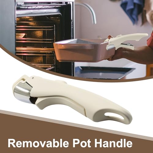 2pcs Removable Pot Handles, Cream Beige, 7.5" | Heat-Resistant, Detachable Replacement Handle, Universal Fits for All Cookware Pans & Pots - color: Cream Beige