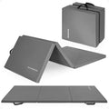 BalanceFrom 6x2 Feet 3-Panel Folding Gymnastics Mat – 2-Inch Thick Pad with Vinyl Surface and Carrying Handles for Tumbling, Yoga, Pilates, Home Workouts, and Martial Arts - color: Gray