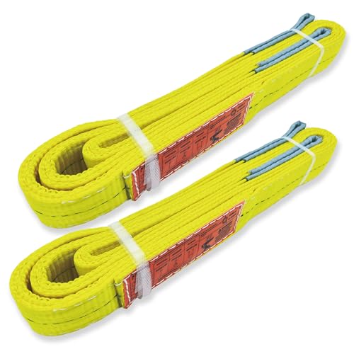 2-Ply Lifting Sling Straps 2”x 8ft - 6200lbs Vertical Capacity Heavy Duty Flat Eye Lift Sling, for Rigging Moving Towing Hoisting -2Pack - Kodiak Straps - color: 2 PACK, size: 2inch x 8ft