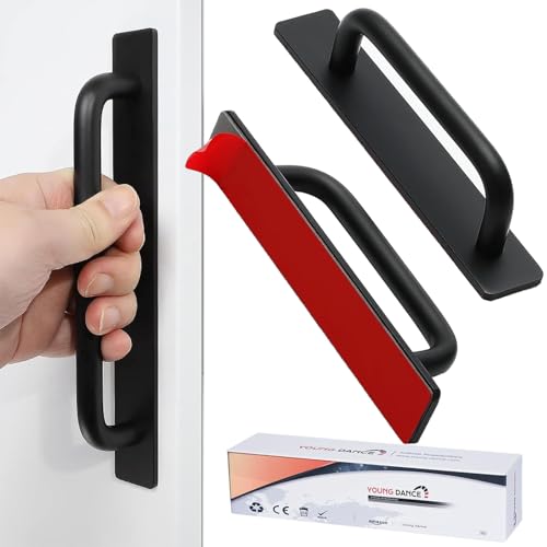 Self-Stick Instant Cabinet Drawer Handles Pulls - 2pcs Aluminum Alloy Drawers Push Pull Handles Helper with Adhesive Door Handle for Kitchen Cabinet Drawer Window Sliding Closet (5.83", Black) - color: Black, size: Small (5.83")