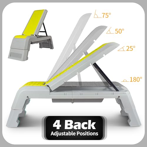 leikefitness Exercise Step Platform, Multifunctional Aerobic Deck | with Cord and Adjustable Dumbbell & Weight Bench, Fitness Equipment for Workout Home Gym - color: Green