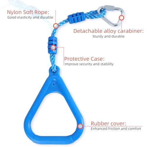 PELLOR 4 Colorful Ninja Rings, Gymnastic Rings Trapeze Swing Bar Ring with Triangle Handle for Home Gym Playground Ninja Warrior Obstacle Course Training Workout - color: 4