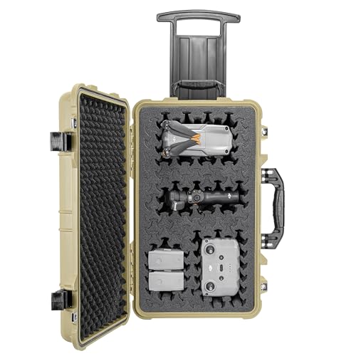 Eylar 22" Carry-On Roller Hard Case With Ragar Reconfigurable & Reusable XP Crosslink Foam, Waterproof, Shockproof For Equipment, Drones And Cameras, TSA Standard (2 Ragar Layers) (Tan) - color: Tan