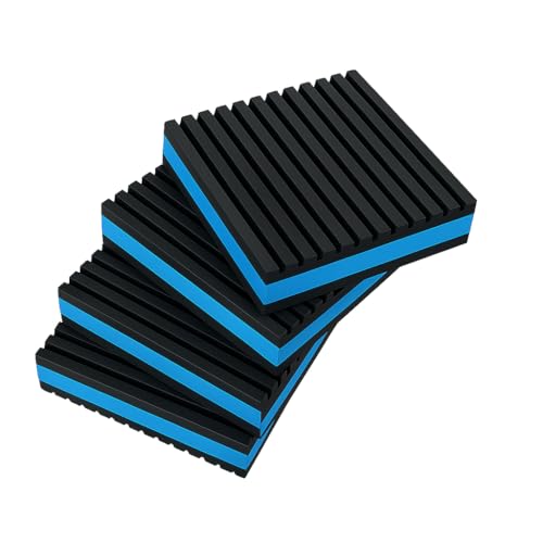 4P Anti Vibration Pads 4'' X 4'' X 7/8" Sound Isolation Ribbed Rubber Mats with EVA Center, Heavy Duty Vibration Isolation Pads for Air Compressos, Conditioner, Treadmill, HVAC Washer Dryer