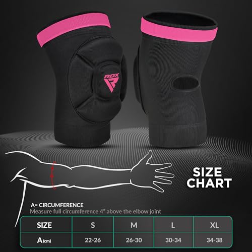 RDX Elbow Pads, Muay Thai MMA Kickboxing Sparring Elbow Guard, Martial Arts Striking Protection,Wrestling Basketball Adjustable MTB Volleyball Compression Padded Sleeve, Men Women - color: Black Pink, size: Large