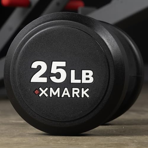 XMARK Dumbbell Weights Sets, 5-50lb and 5-75lb Dumbbell Sets, No Odor, Urethane Dumbbells, Commercial Gym and Home Gym Equipment - color: 02) 5-50lb Round & Modern Rack