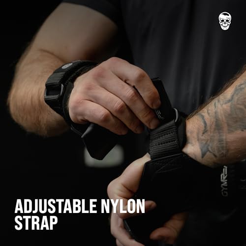 Gymreapers Weight Lifting Grips (Pair) for Heavy Powerlifting, Deadlifts, Rows, Pull Ups, with Neoprene Padded Wrist Wraps Support and Strong Rubber Gloves or Straps for Bodybuilding - color: Black, size: Medium
